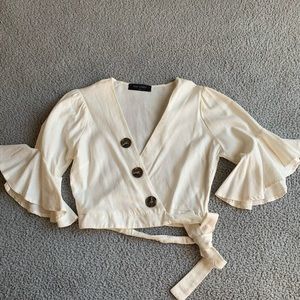 High street linen crias cross crop top